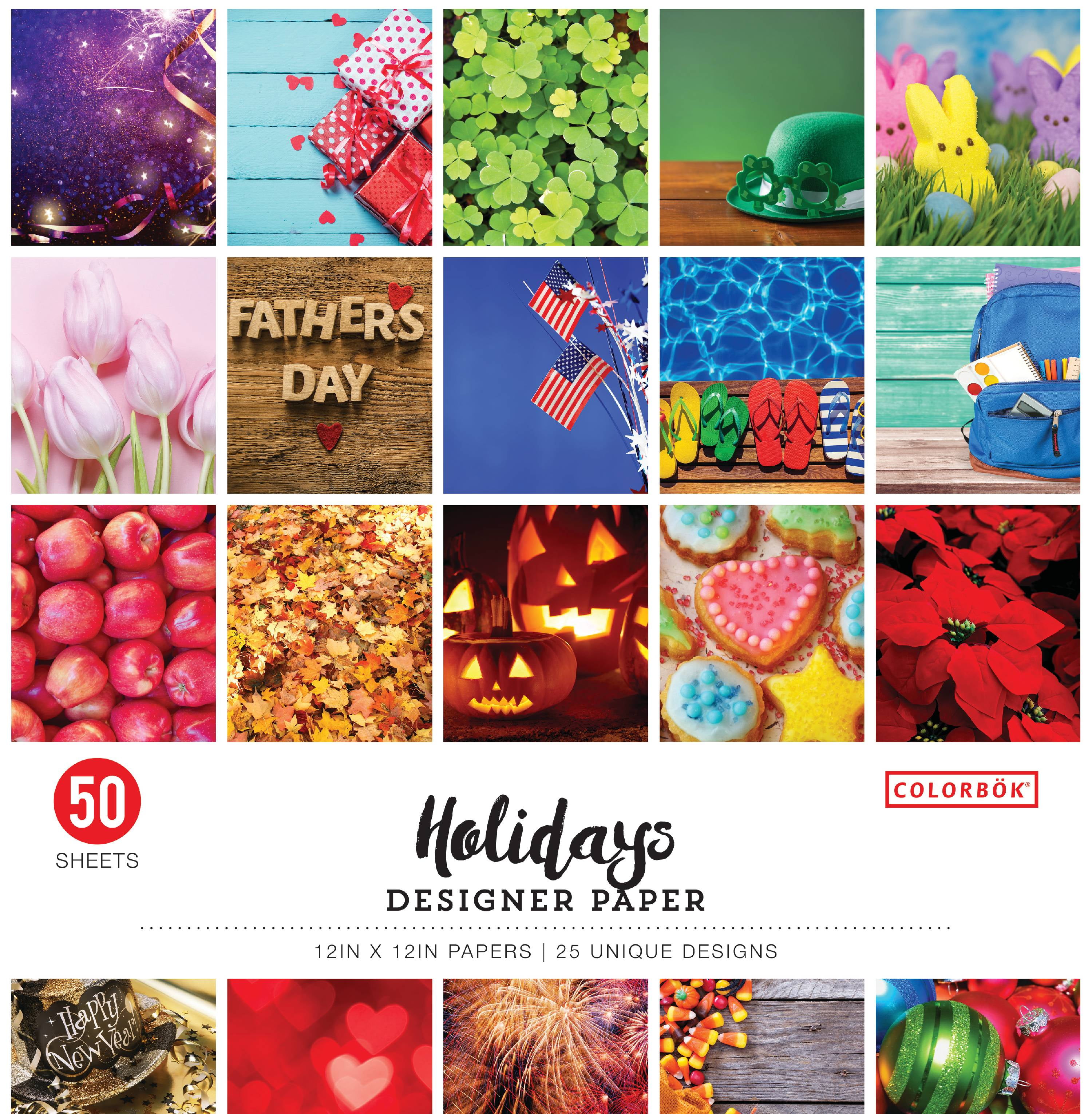 Colorbök 12' x 12' Holidays Designer Paper, 50 Count