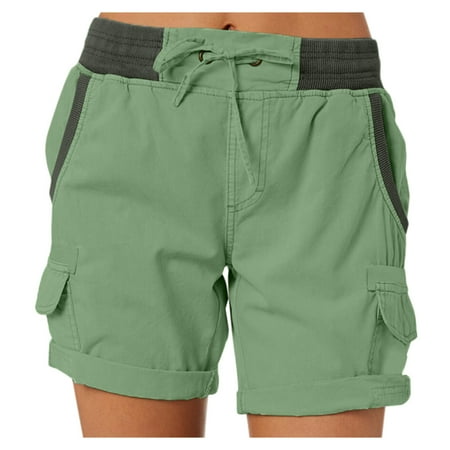 

Quealent Shorts For Women Casual Summer Women s Elastic Waisted Plaid Shorts Lounge Pajama Shorts Green XXL