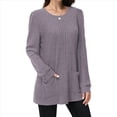 thumbnail image 2 of Camisas de Larga para Mujer, Suéteres Largos con Bolsillos, Túnicas Holgadas Púrpura XL, 2 of 5