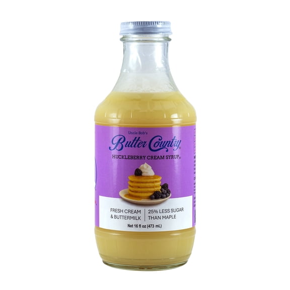 Butter Country Rich and Creamy Buttermilk Syrup | Huckleberry Cream Flavor | 16 fl oz Bottle
