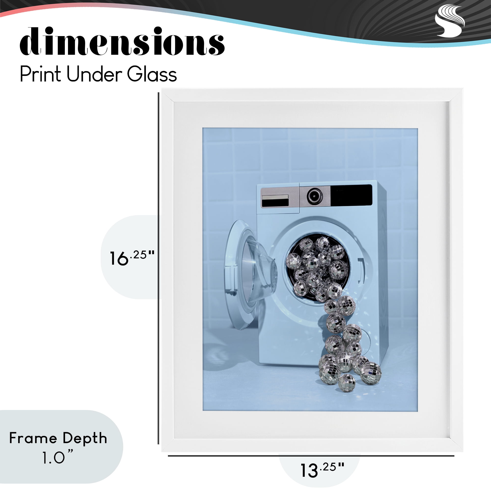 Stupell Industries Disco Laundry Machine over Blue White Framed Print Under Glass, design by LISH Creative