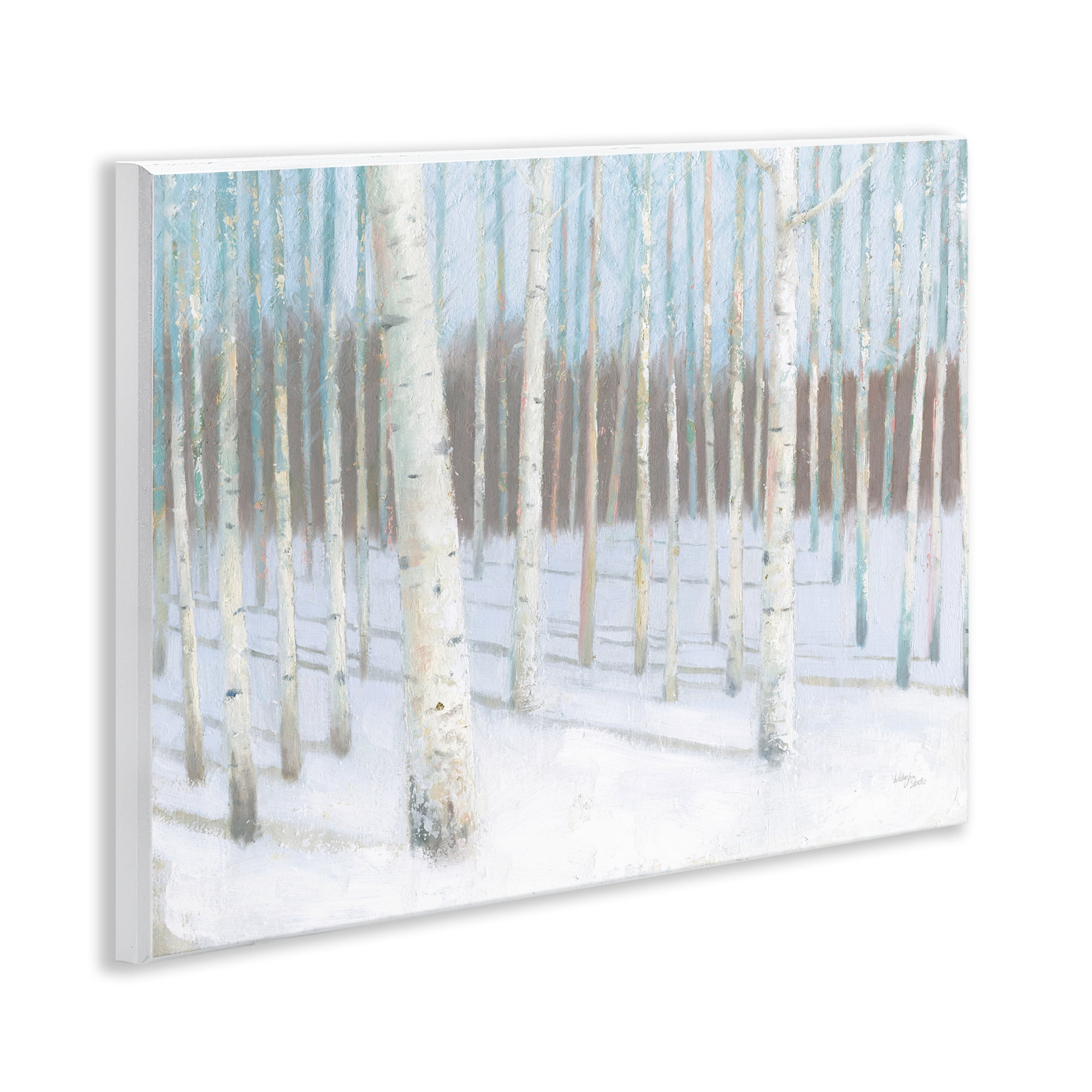 Stupell Industries Winter Birch Forest Landscape & Nature Painting Unframed Art Print Wall Art, 14 x 11