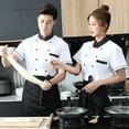 thumbnail image 4 of pitrice Chef Uniforms Women Short Sleeve Chef Coat Button Closure Comfortable Coat Double Breasted Working Jacket Restaurant Kitchen Cooking Clothes Workwear White L, 4 of 9