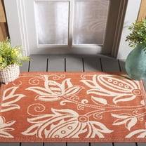 Safavieh Courtyard Crystal Floral Indoor/Outdoor Area Rug, Terracotta/Natural, 2' x 3'7"