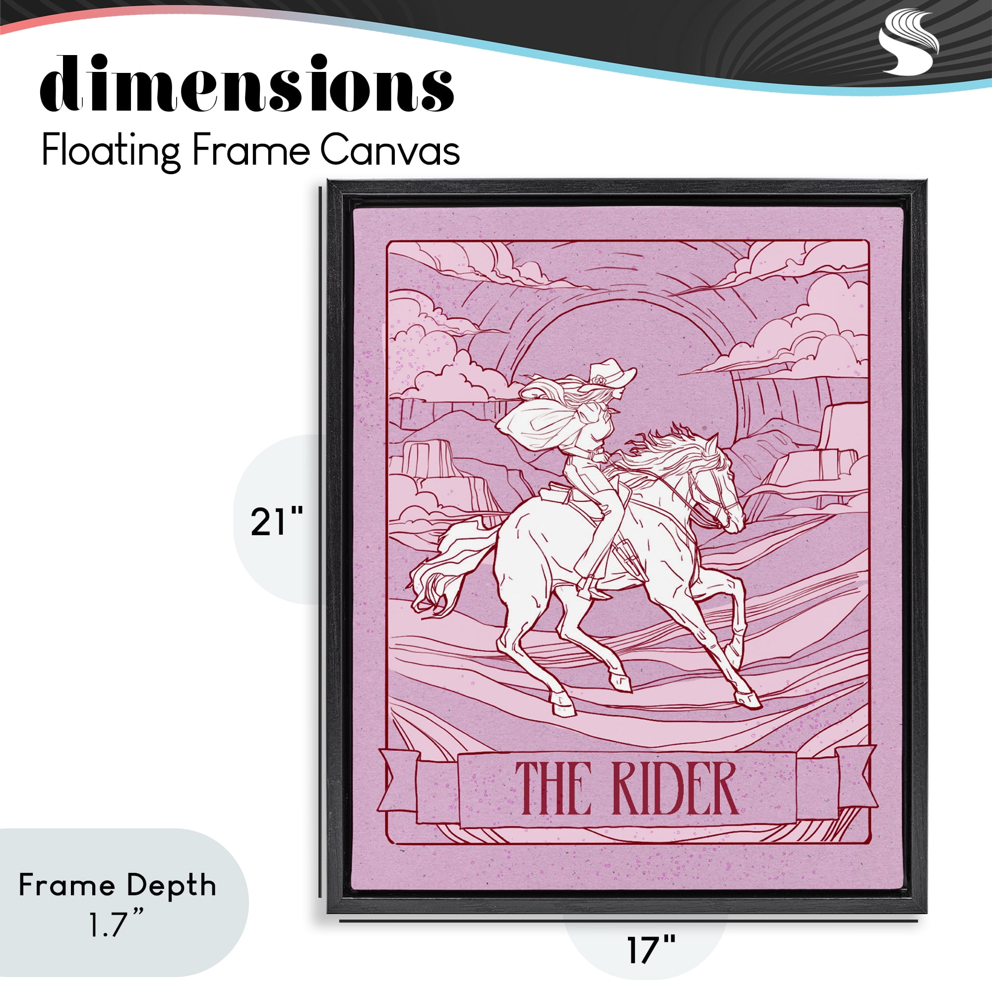 Stupell Industries Cowgirl Rider Tarot Card Black Framed Floater Canvas Wall Art, design by Ziwei Li