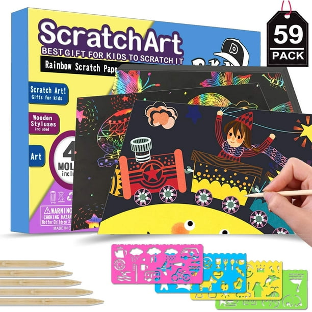 TOYIFY Rainbow Scratch Paper Art Kit for Kids 50 Big Sheets Scratch