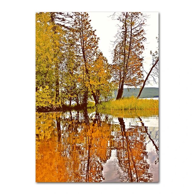 Póster de lienzo de decoración de otoño, hojas amarillas, vista de otoño, arte de pared, Impresión de pintura de calabaza, imagen de Halloween, sala de estar, dormitorio