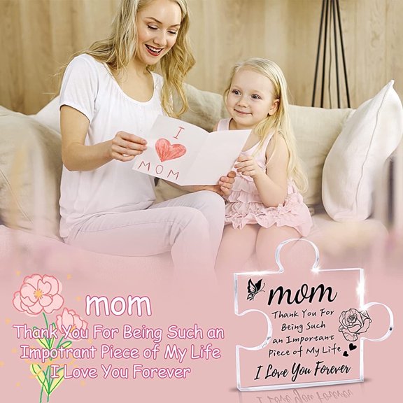 Acrylic Puzzle Gift for Dad and Mom – Personalized Clear Acrylic Block with Sweet Message, Desktop Decoration for Father’s Day, Mother’s Day, Birthday, Anniversary and Christmas