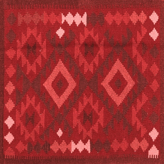 Ahgly Company Indoor Square Oriental Red Traditional Area Rugs, 7' Square