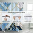 thumbnail image 2 of Blue White Marble Rectangle Pattern Waterproof Fabric Geometrical Shower Curtain for Bathroom Plaid Gold Line Geometry Bath Accessories Decorative Long Bath Curtains with Hooks 72x72 inches, 2 of 6