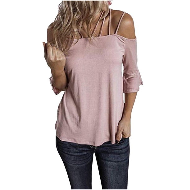 Moda mujer casual sexy honda manga corta tops blusa casual camiseta Fridja gope5094