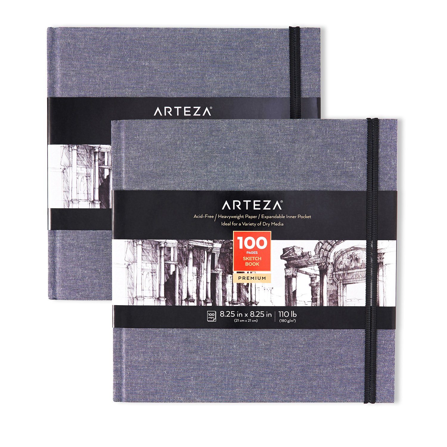 ARTEZA Sketchbook, Dusty Blue, 8.25 x 8.25" Pack of 2