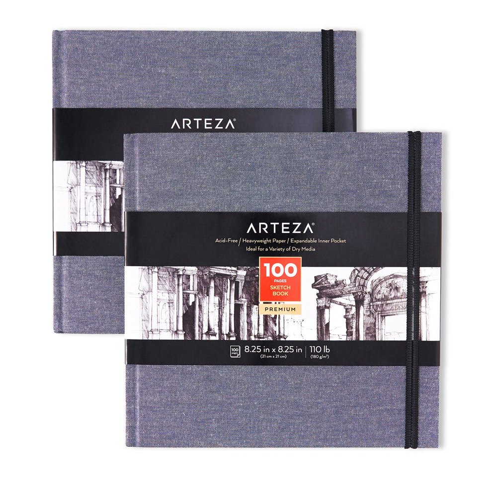 Arteza Sketchbook, Dusty Blue, 8.25 x 8.25" Pack of 2