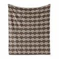 thumbnail image 1 of Earth Tones Soft Flannel Fleece Throw Blanket, Spiral Circles Style Traditional Scallop Grid Geometric Pattern, Cozy Plush for Indoor and Outdoor Use, 70" x 90", Dark Brown and Cream, by Ambesonne, 1 of 6
