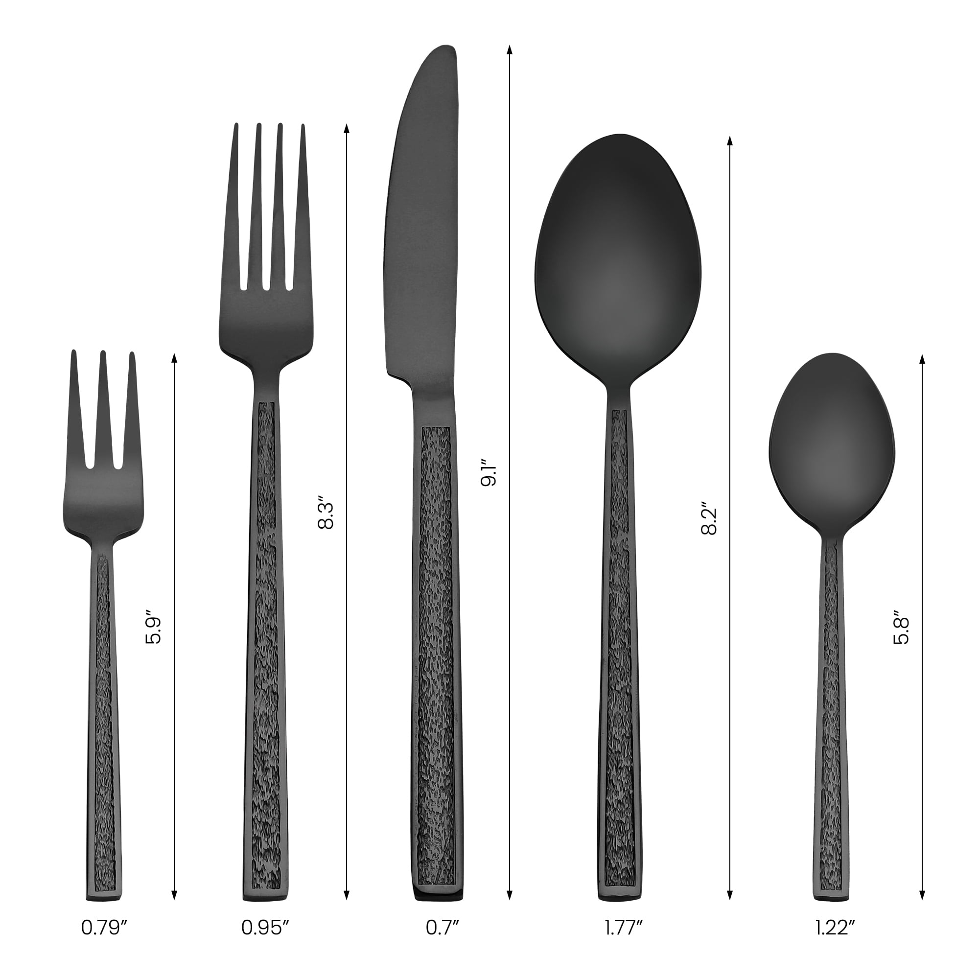 Unique Bargains 30 Pieces Stainless Steel Silverware Set for 6 Black
