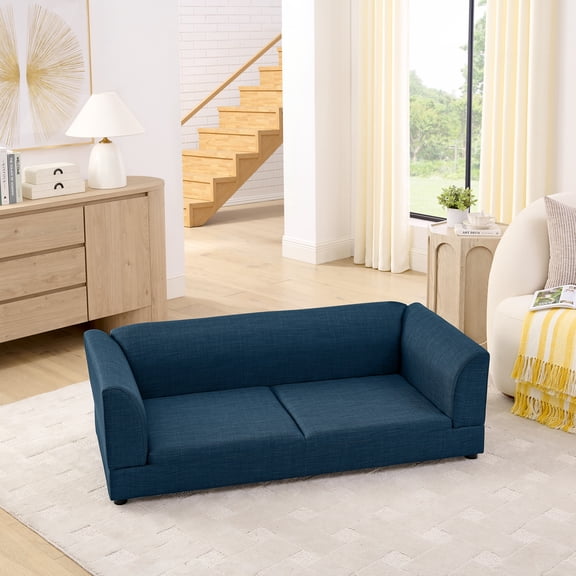 Oversized Pet Sofa for Medium/Large Dogs, Modern Dog Bed with Backrest & Armrests, Large Dog Couch,Dark Blue
