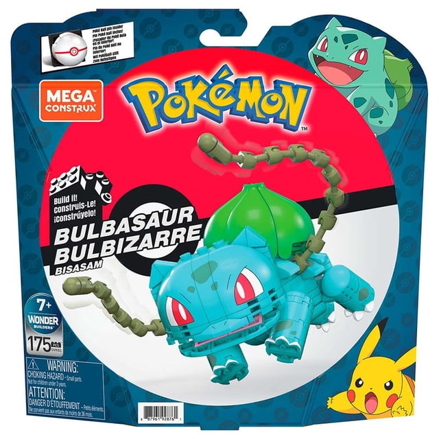 MEGA Construx Pokemon Bulbasaur Machop Zigzagoon Toxel Galarian Meowth Set de construcción Figuras de acción Juguete de construcción Coleccionable