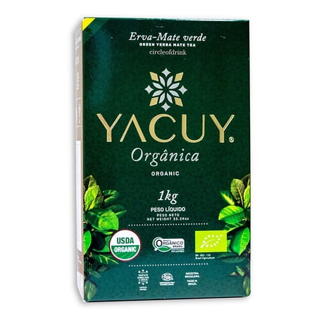 Yacuy Certified Organic Green Yerba Mate Tea Gourmet Erva Mate Chimarrao Super Vacuum Sealed 1kg 2.2 lbs (1 PACK)