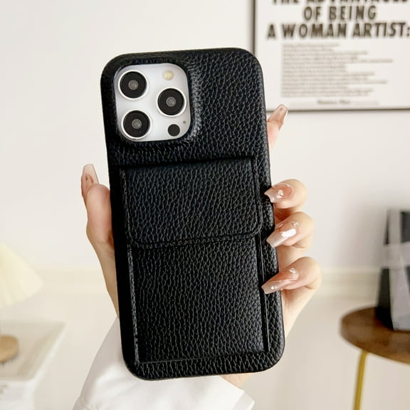 Allytech iPhone 15 Pro Max Case with Card Holder, Vintage PU Leather Classic Shockproof Corner Protective Wallet Case Cover for Apple iPhone 15 Pro Max 6.7" - Black