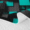 thumbnail image 5 of Homewish Contemporary Grid Quilt King,Teal Black King Coverlet Set,3pcs, 5 of 7