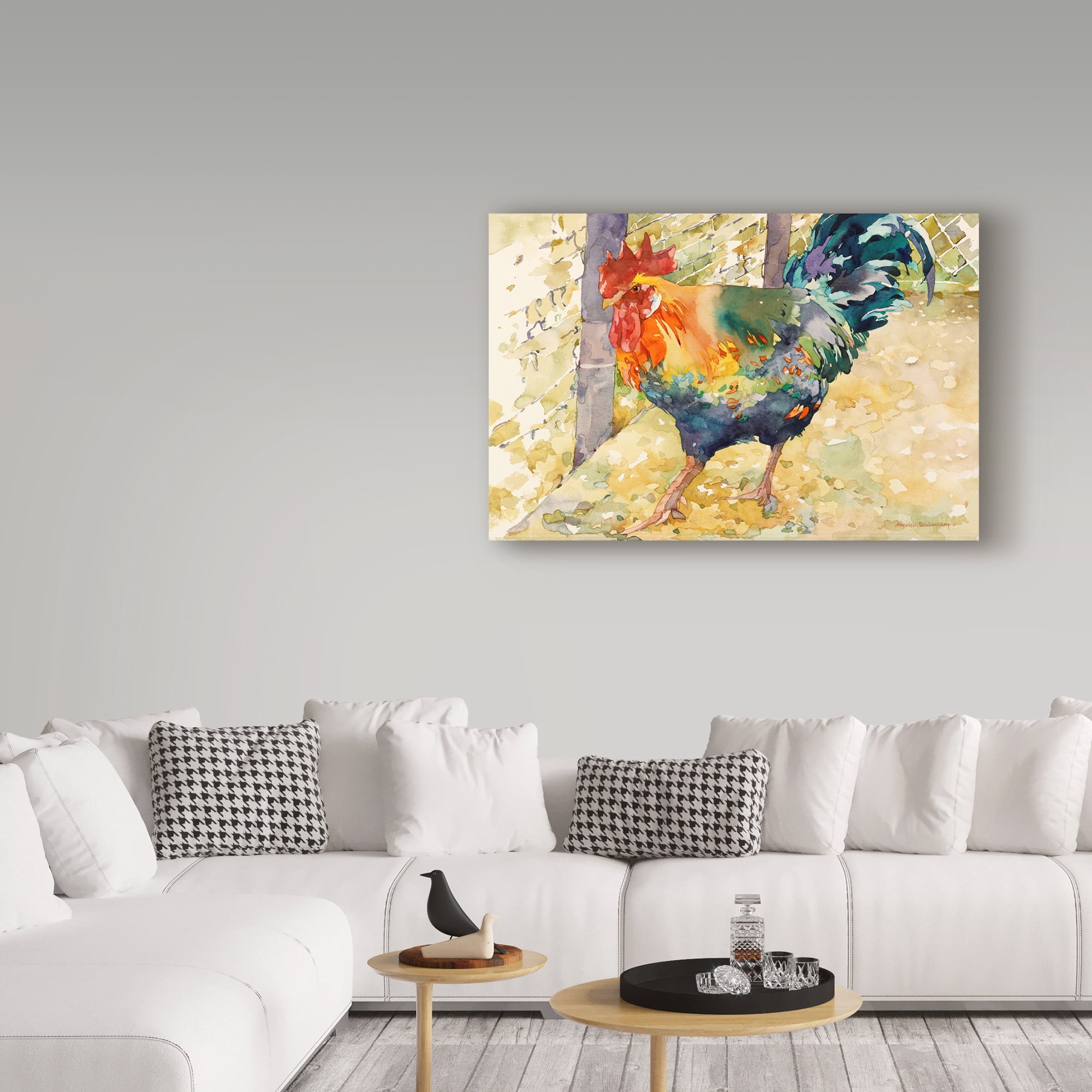Trademark Fine Art 'Colorful Rooster In Hay' Canvas Art by Annelein Beukenkamp