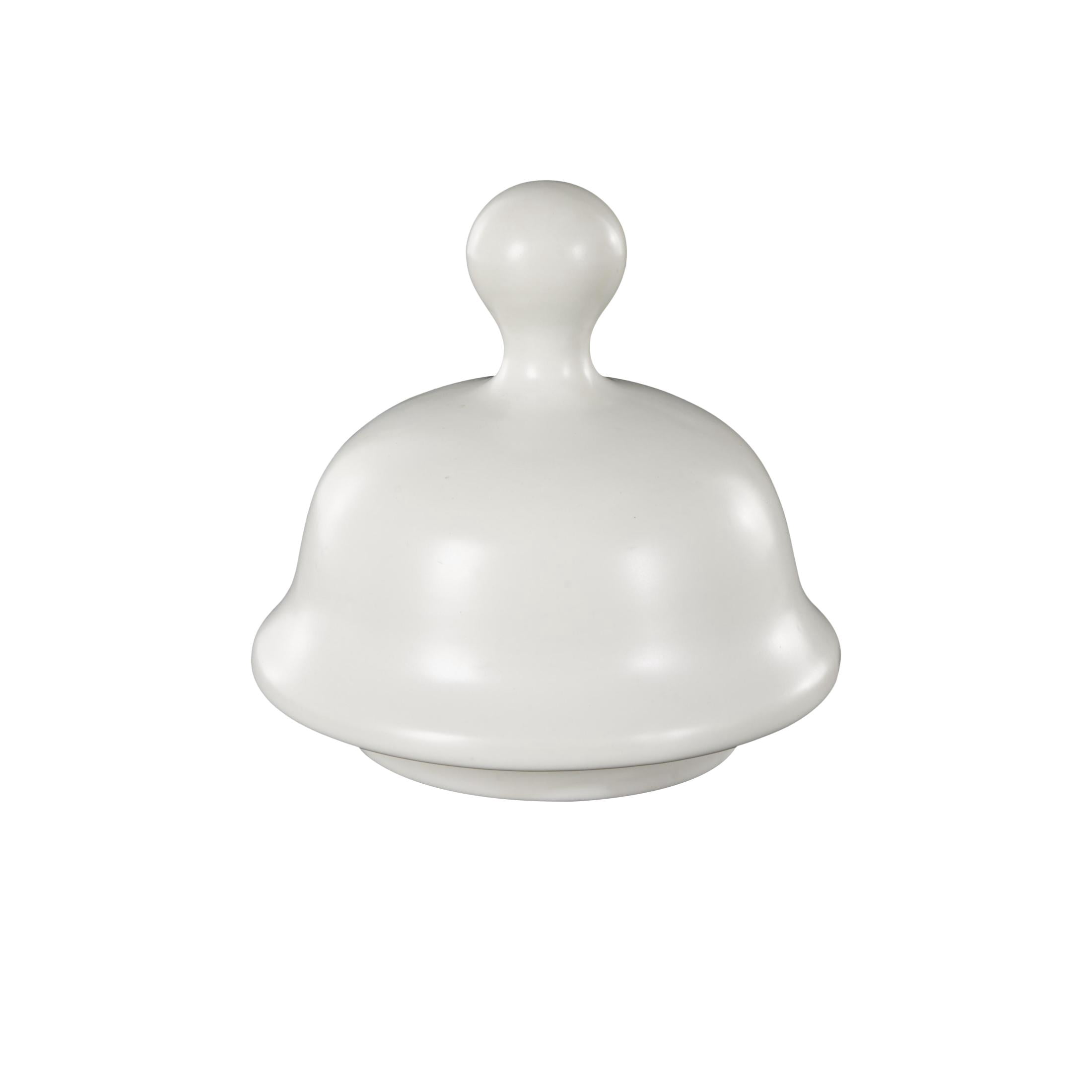 DecMode 8" x 15" White Ceramic Rounded Hourglass Decorative Jars with Lid and Ball Knob, 1-Piece