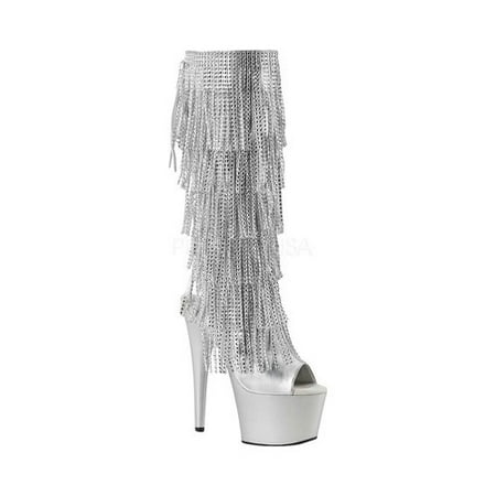 

Women s Pleaser Adore 2024RSF Open-Toe Fringe Knee-High Boot