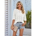 thumbnail image 4 of Women'S Casual Short Sleeve Loose Tunic Tops Light-Weight Crochet Knit Summer Sweaters Blouses White XL, 4 of 8