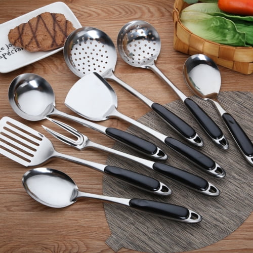 1pcs Silver Cooking Tool Set Silicone Head Kitchenware Stainless