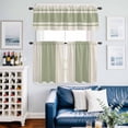 thumbnail image 2 of Sage Green Vintage Kitchen Curtains Sets for Windows 36 Inch Length, Geometric Stripes Simple Lines Rod Pocket Window Treatments Tier Curtains and Valances Set for Bedroom/Bathroom, 2 of 8