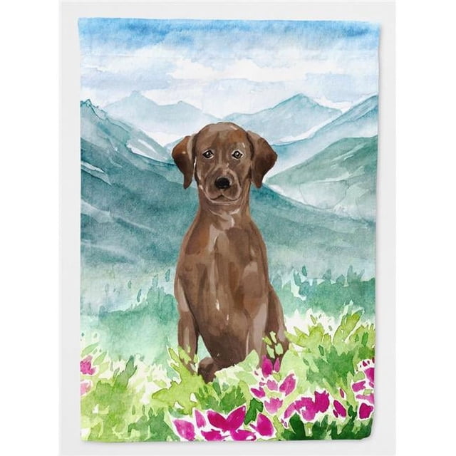 Carolines Treasures CK1986GF Mountian Flowers Chocolate Lab Garden Size Flag