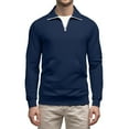 thumbnail image 2 of Homeyce Mens Quarter Zip Sweatshirts Stand Collar Long Sleeve Sweatshirt Lightweight Casual Active Pullover 1/4 Zip Solid Color Fall Sweatshirt with Pocket,Dark Blue L, 2 of 7