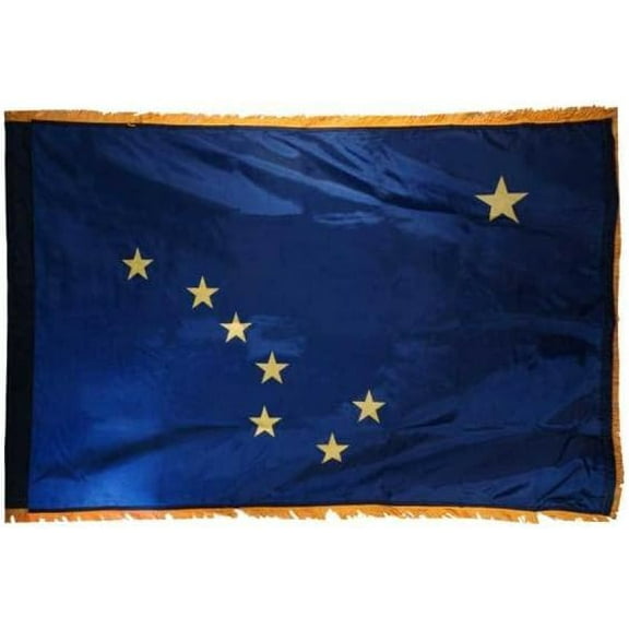 Alaska 2ft x 3ft Indoor Nylon Flag with Pole Hem and Fringe