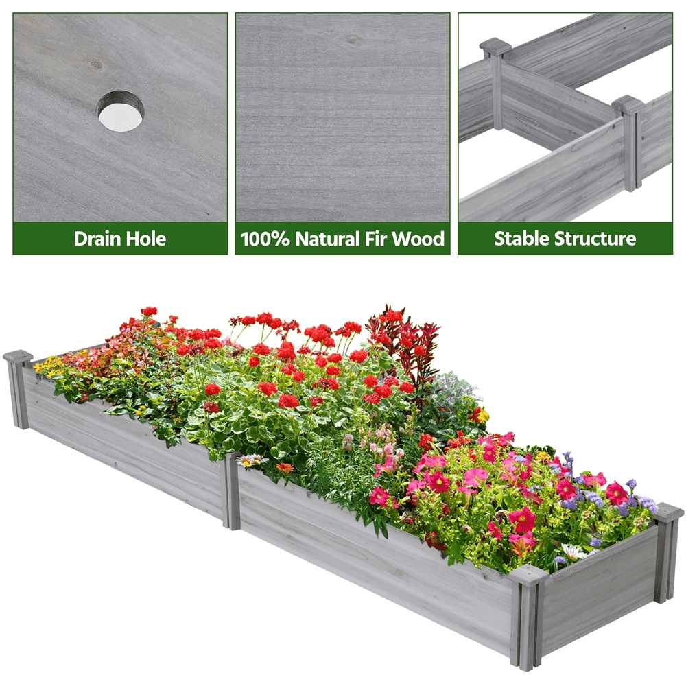 Renwick Wooden Raised Garden Bed Divisible Planter Box,Gray