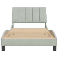 thumbnail image 3 of vidaXL Bed Frame with Headboard Light Grey 100x190 cm Velvet, 3 of 5