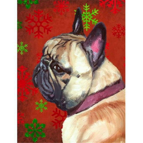 French Bulldog Frenchie Red Snowflakes Holiday Christmas Flag Garden Size