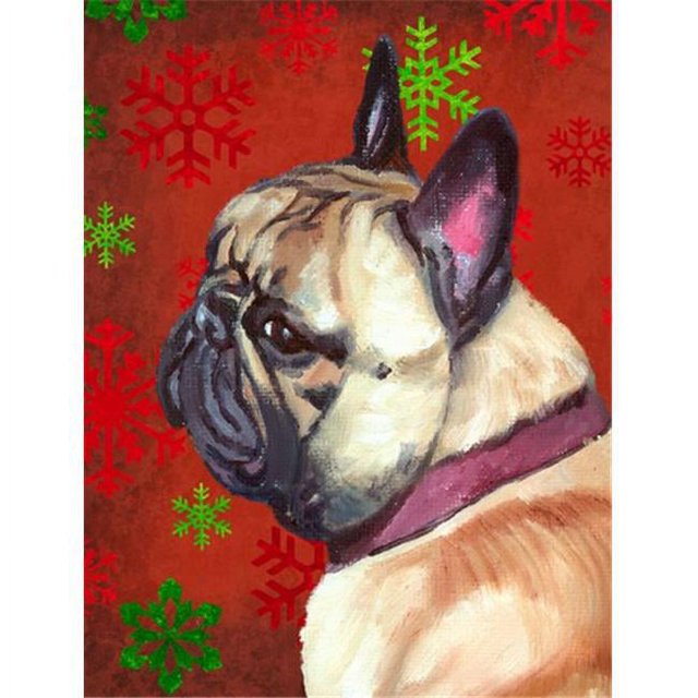Carolines Treasures LH9580GF Bouledogue Français Frenchie Flocons de Neige Rouges Drapeau de Noël Taille Jardin