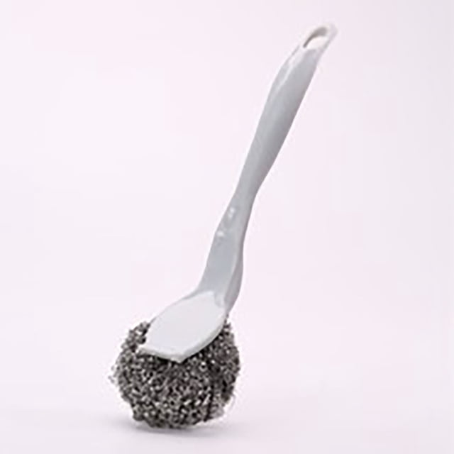 WHEANG 1PCS Scrubber With Handle Comes 1PCS Short Handle Stainless Scrubber With 1PCS Replacement Wire Scrubber For Pots And Pans