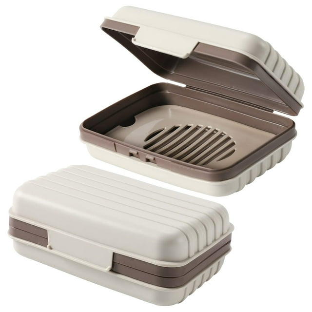 2-Piece Stylish Portable Soap Dish with Lid - Thickened Travel Soap Holder for Home