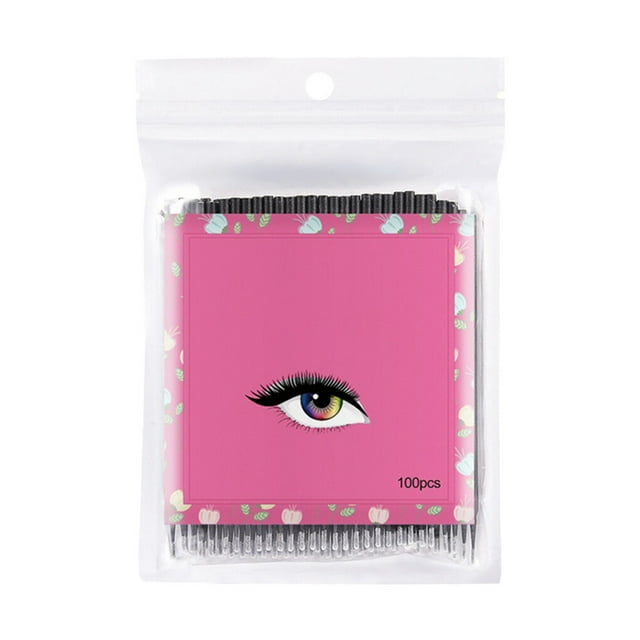 kurtrusly Extension de Cils Micro Applicateur Brosse Écouvillon à Double Tête Micro-Brosse en Coton Noir
