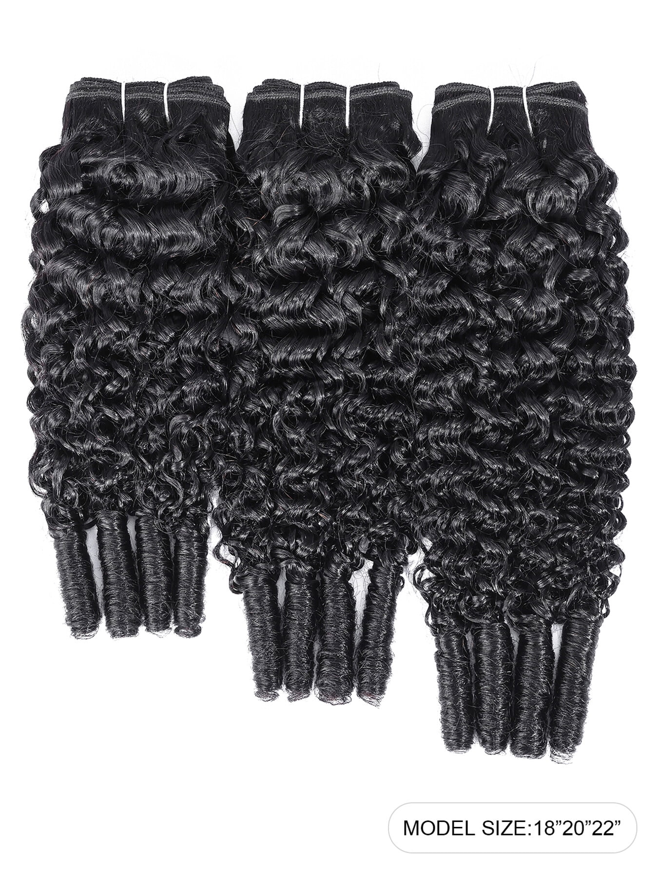 ChicRosa N-BC Deep Curly Human Hair Bundles Natural Black 100% Human Hair Weave Extensions