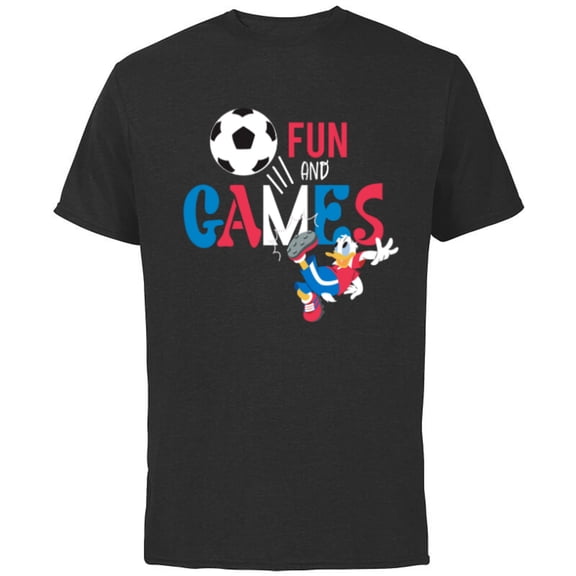 Disney Donald Duck Summer Sports Football Soccer Fun & Games- Short Sleeve Cotton T-Shirt for Adults - Customized-Black