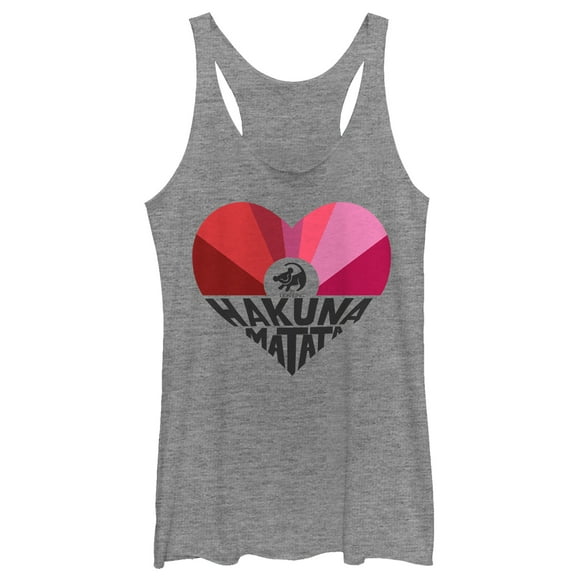 Women's Lion King Valentine Hakuna Matata Heart Racerback Tank Top Gray Heather X Small