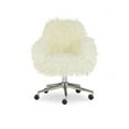 thumbnail image 3 of Linon Fiona Faux Fur Swivel Office Chair with Wheels in Off White, 3 of 8
