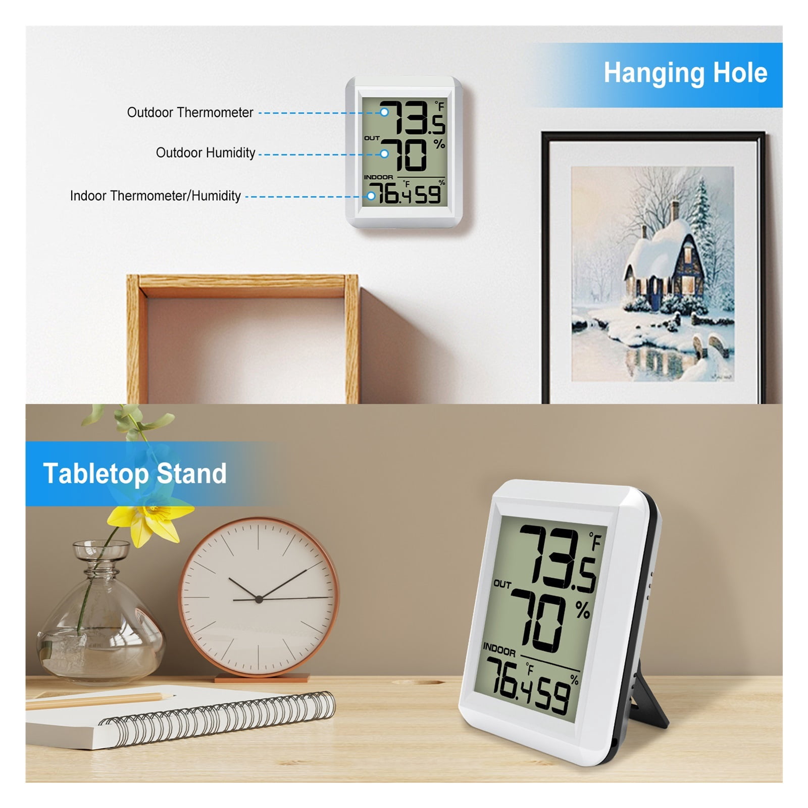 Wireless Weather Station, 328ft Remote Sensor Thermometer for Home & Garden