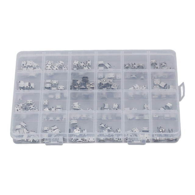 Juego de Conectores Micro USB de 240 Uds. Conectores de Enchufe de Puerto Hembra USB de una Sola Fila de Acero Inoxidable para Piezas de reparación de teléfonos