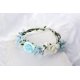 thumbnail image 3 of Corona de flores ajustable hecha a mano, diadema floral con halo, tocado para bodas, festivales y fiestas (C1-azul claro y blanco), 3 of 5