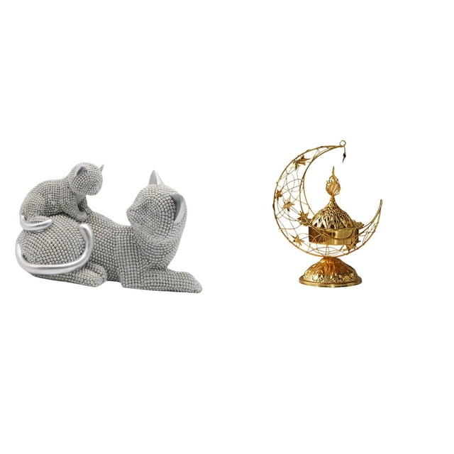 Estatua de gato, figura de escritorio, quemador árabe, adorno decorativo hecho de resina y hierro, adecuado para regalar, decoración del hogar, estant