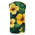 thumbnail image 4 of Chiccall Mens Hawaiian Floral Tank Tops Summer Beach Tropical Graphic Tees Crew Neck Sleeveless Tops Yellow XXXL, 4 of 5
