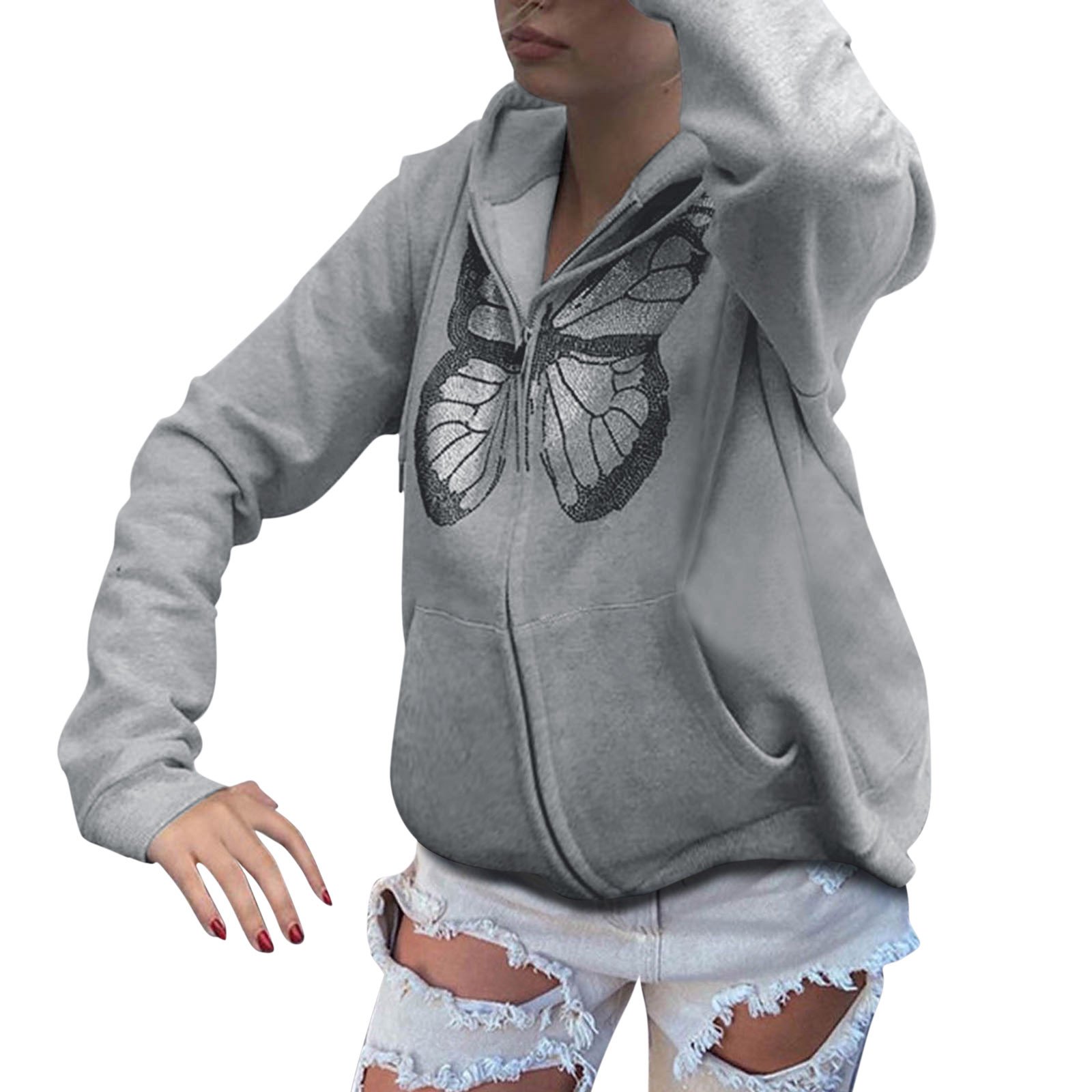 iOPQO hoodies for women Womens Sweatshirt Rhinestone Print Long Sleeve Hoodie  Zipper Top Casual Top Shirt Hoodie Sweatshirt Coat With Pockets womens tops  - Walmart.com
